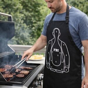 Black FBI Target Apron with White Graphic